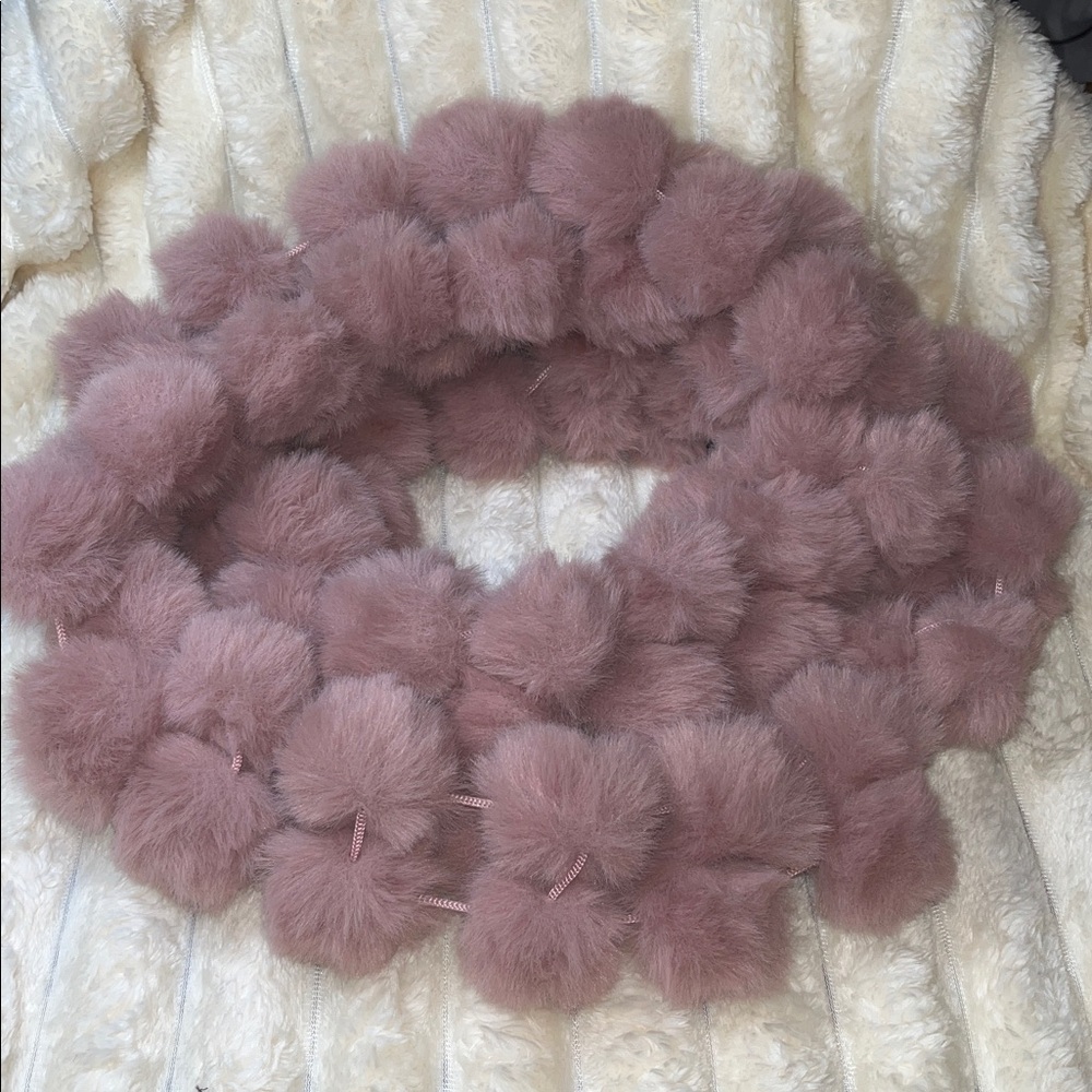 Marcus Adler New York, Plush Dusty Mauve Pom Pom Scarf. Immaculate condition.